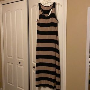 Black and Tan razor back maxi dress